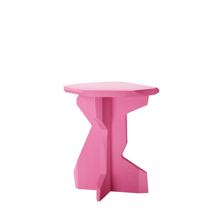 Fels Stool, solid ash lacquered, miamipink from OUT Objekte unserer Tage