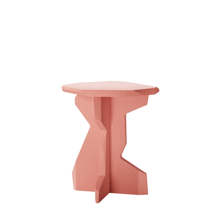 Fels Stool, solid ash lacquered, apricot pink from OUT Objekte unserer Tage