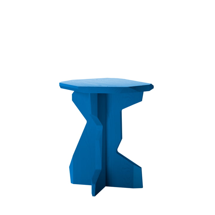 Fels Stool, solid ash lacquered, berlin blue from OUT Objekte unserer Tage