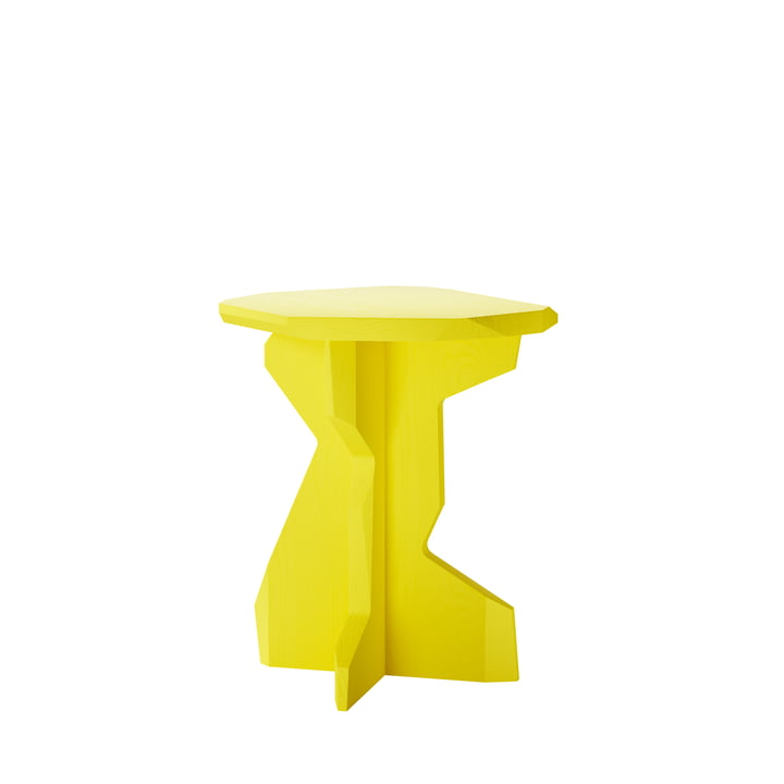 Fels Stool, solid ash lacquered, sulfur yellow from OUT Objekte unserer Tage