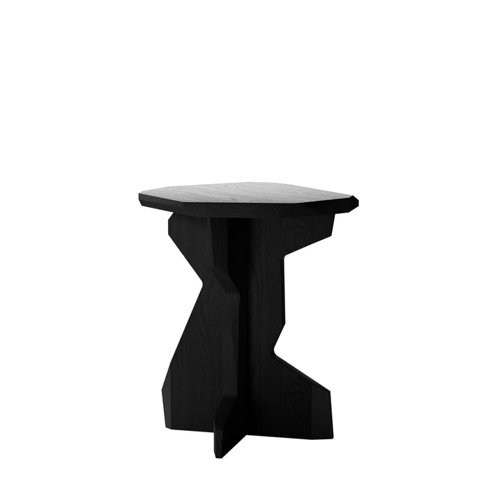 Fels Stool, solid ash lacquered, black from OUT Objekte unserer Tage