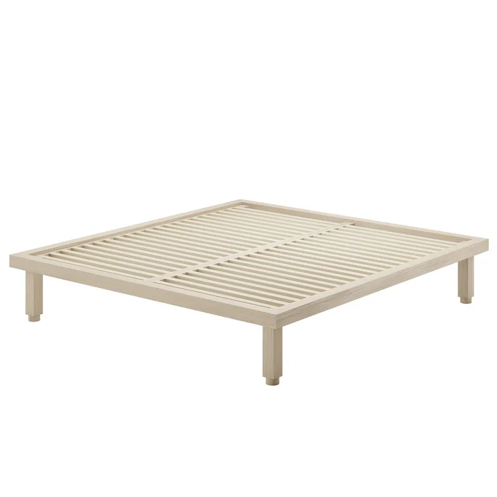 OUT Objekte unserer Tage - Kaya Bed Large, 180 x 200 cm, oak waxed with white pigment