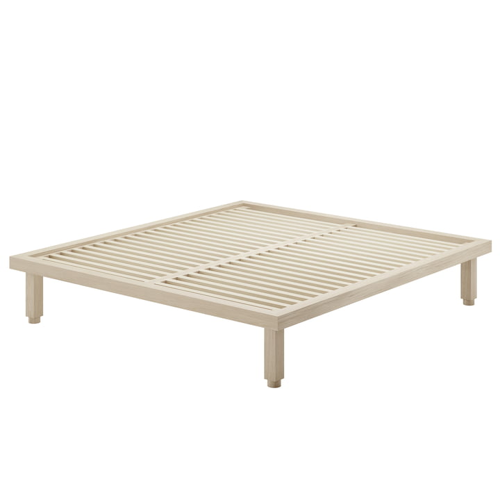 OUT Objekte unserer Tage - Kaya Bed Medium, 160 x 200 cm, oak waxed with white pigment