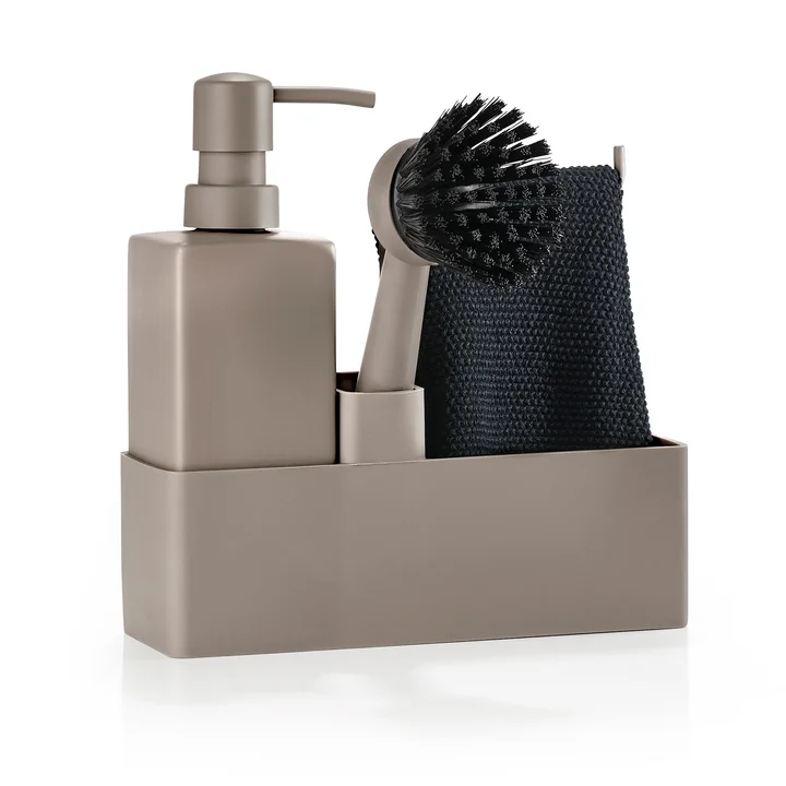 Zone Denmark - Dishwashing set with cleaning cloth (4 pcs.), taupe