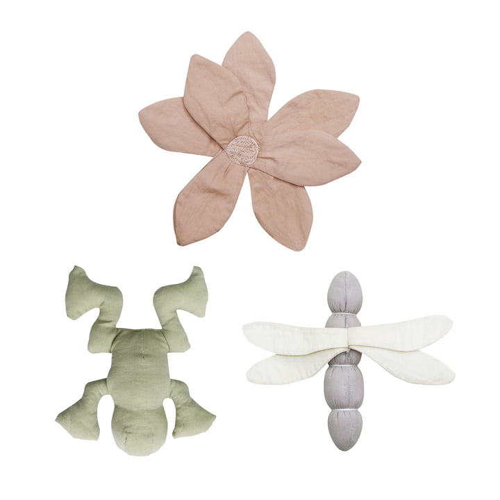 Baby activity toy, Lily Pond, green / rose (set of 3) by Lorena Canals