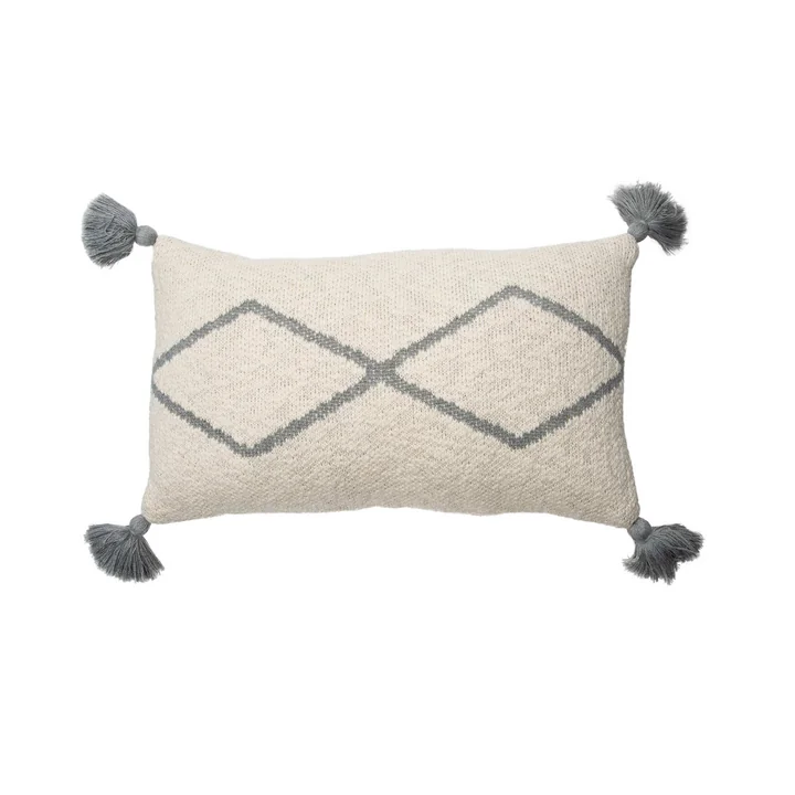 Knitted cushion Little Oasis, 25 x 40 cm, natural / gray from Lorena Canals