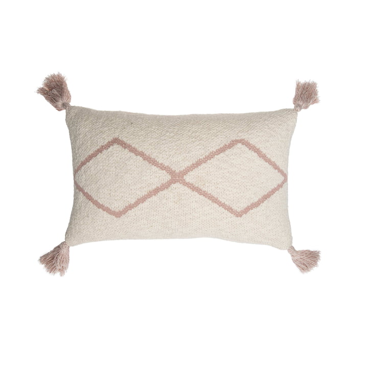 Knitted cushion Little Oasis, 25 x 40 cm, natural / pink from Lorena Canals