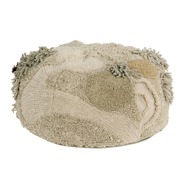 Mossy Rock Pouf, Ø 50 cm, green / beige from Lorena Canals
