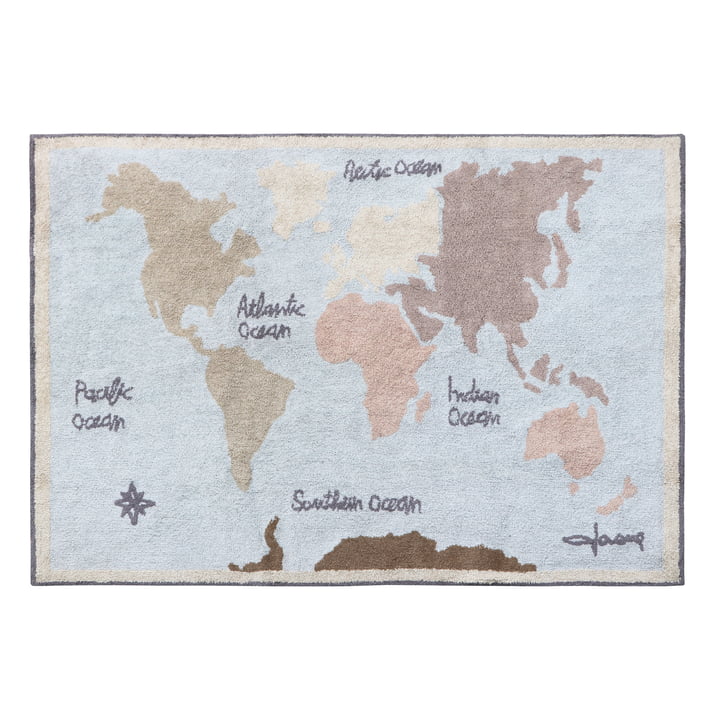 Vintage Map Carpet, 200 x 140 cm, blue / green / rose / nature from Lorena Canals