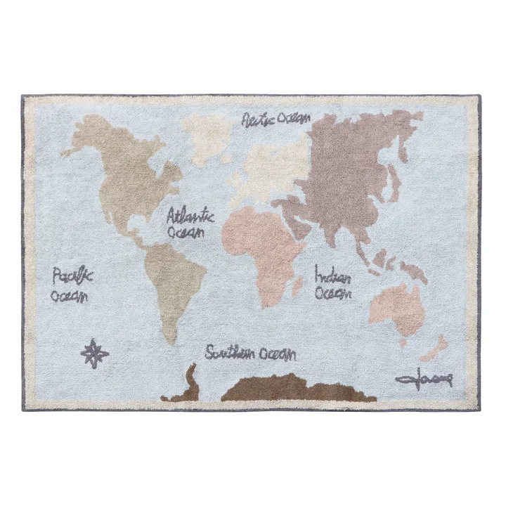 Vintage Map Carpet, 200 x 140 cm, blue / green / rose / nature from Lorena Canals