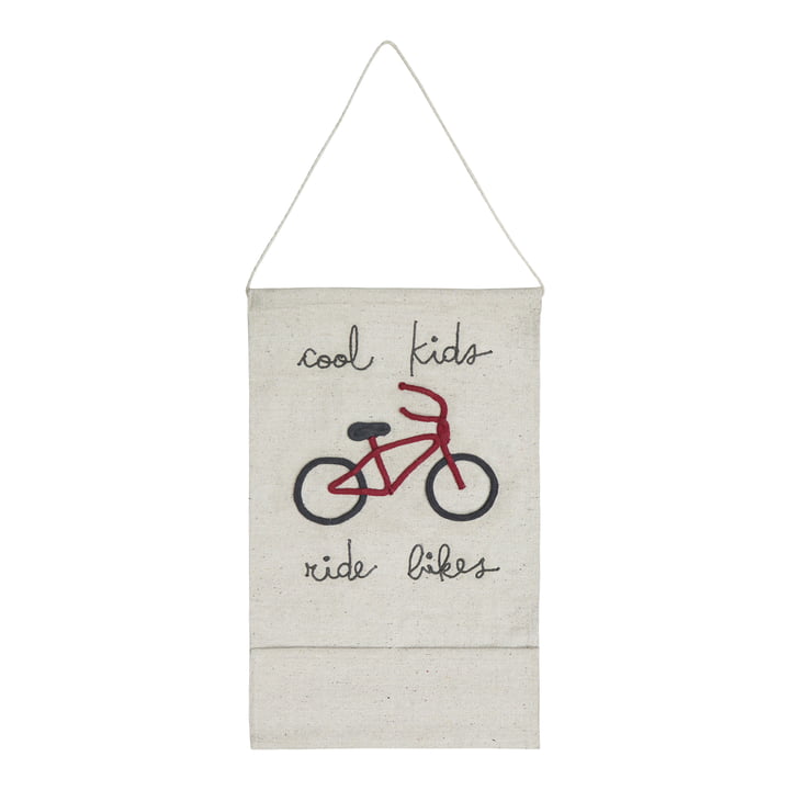 Tapestry, Cool Kids Ride Bikes, 45 x 70 cm, natural / red from Lorena Canals