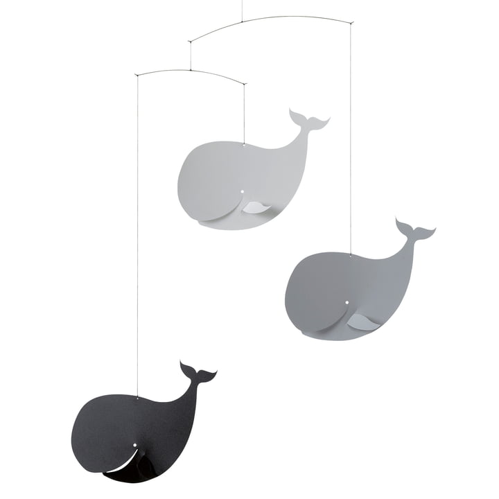 Happy Whales Mobile from Flensted Mobiles in the color black / gray