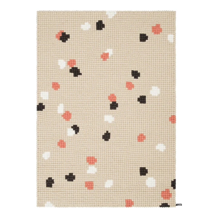 myfelt - Terra Sand Felt ball rug, 180 x 260 cm, beige / white / coral / anthracite