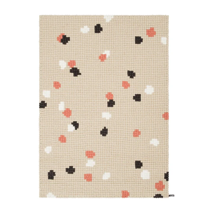 myfelt - Terra Sand Felt ball rug, 140 x 200 cm, beige / white / coral / anthracite