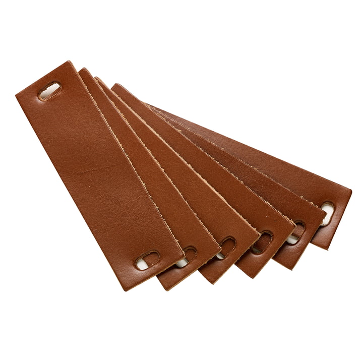 Leander - Leather handles for chest of drawers, brown (set of 6)
