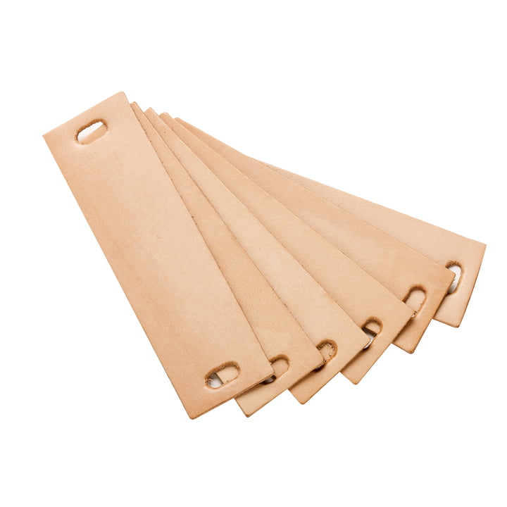 Leander - Leather handles for chest of drawers, natural (set of 6)
