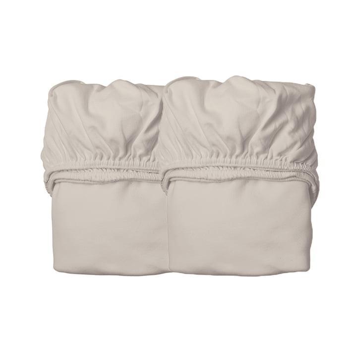 Leander - Fitted crib sheet for baby crib, 100% organic cotton, 115 x 60 cm, cappuccino (set of 2).