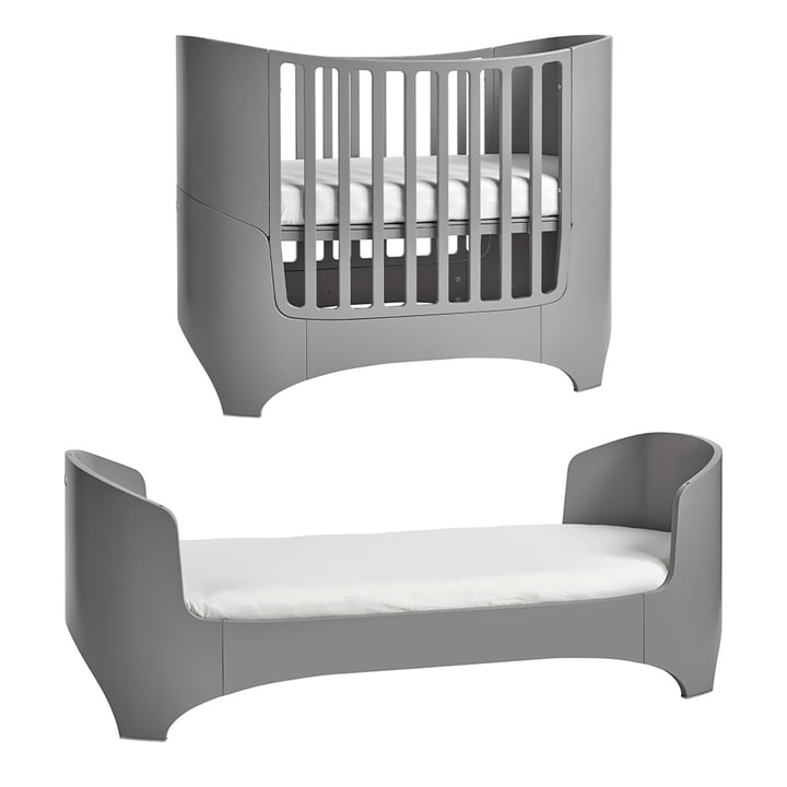 Leander - Classic Baby & Junior bed, 0 - 7 years, 120 - 150 x 70 cm, gray