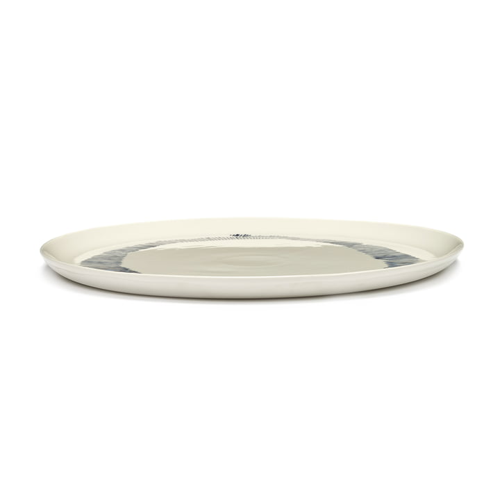 Feast Serving plate from Serax in the color white / blue striped