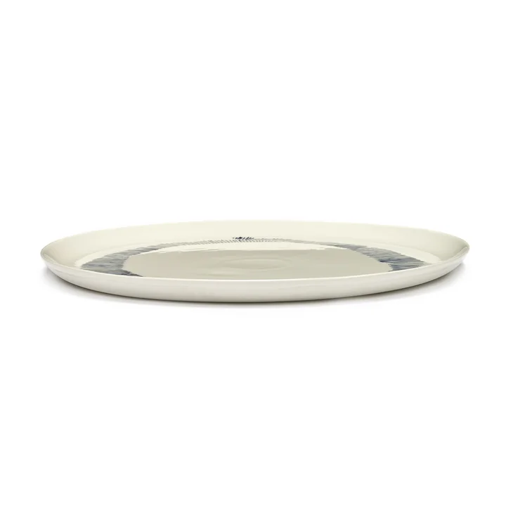 Feast Serving plate from Serax in the color white / blue striped