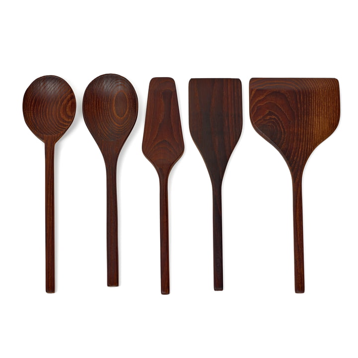Pure Kitchen accessories from Serax in the finish carbonized ash / dark brown (set of 5)