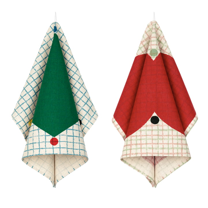 Marimekko - Kalendi & Losange Tea towel set, 43 x 60 cm, cotton white / red / green (set of 2)