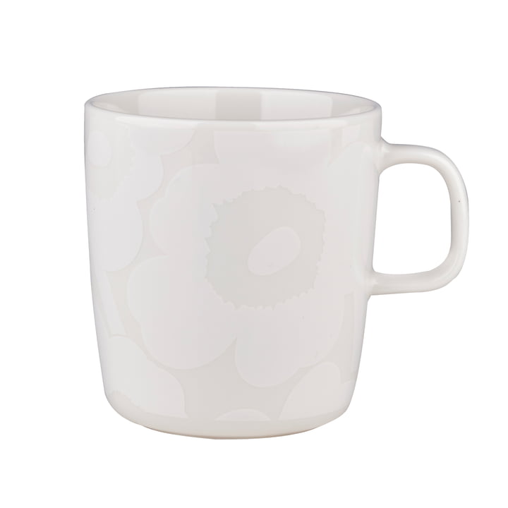 Oiva Unikko Mug with handle, 400 ml, white / off-white by Marimekko