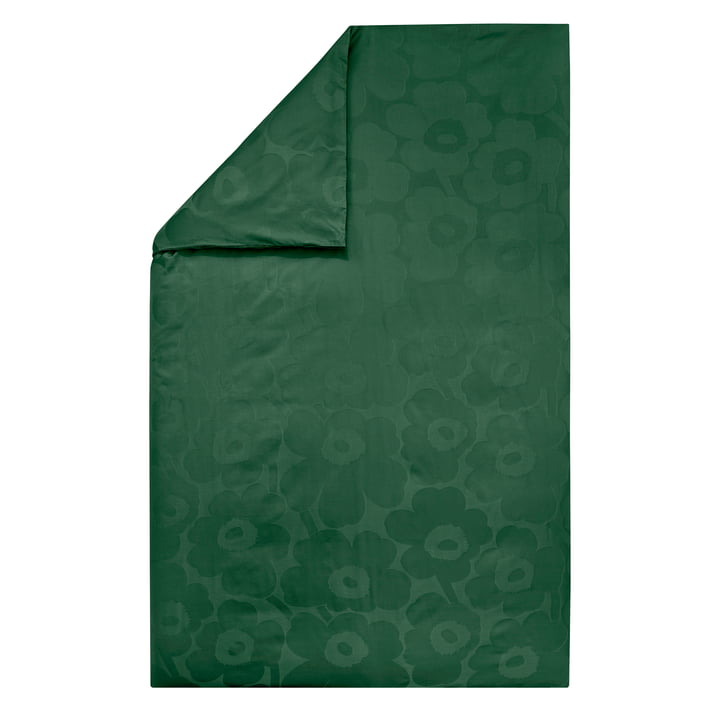 Unikko Blanket cover, 150 x 210, dark green / green from Marimekko