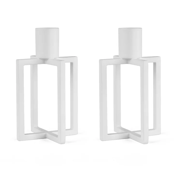 HANA - OneFlame Candlestick H 11.3 x Ø 7 cm, white (set of 2)