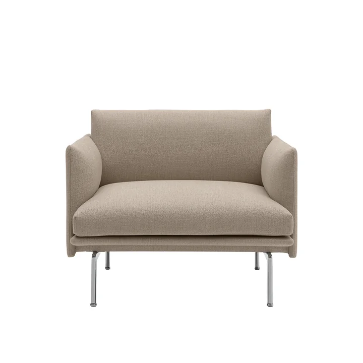Muuto - Outline Studio Armchair, brown (Kvadrat by Sahco Ecriture 240) / polished aluminum
