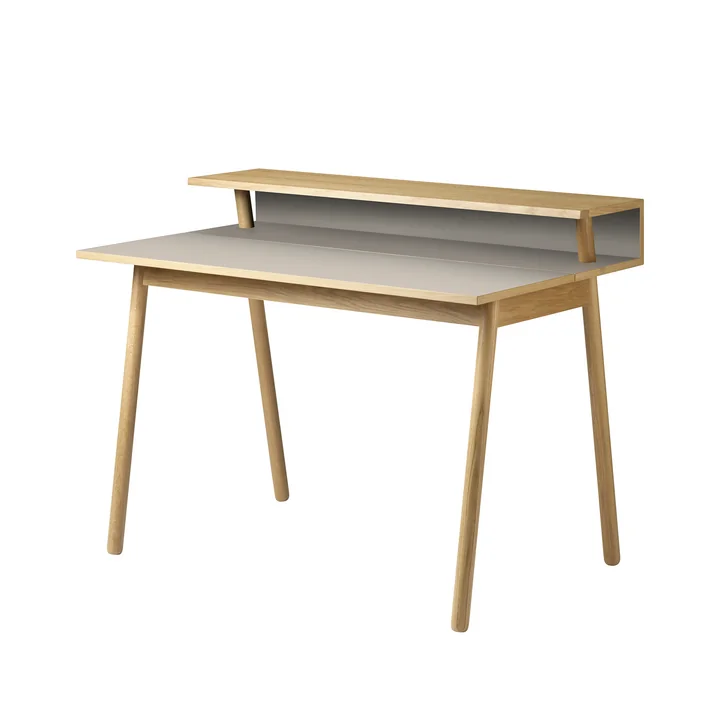 C68 Nørrebro Desk, 89 x 118 cm, oak lacquered / linoleum mushroom from FDB Møbler