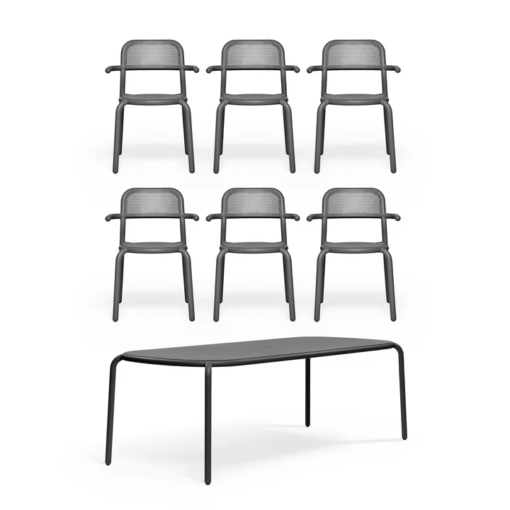 Fatboy - Toní Garden table + garden armchair, anthracite (powder-coated)
