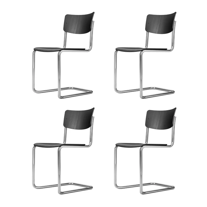 Thonet - S 43 Chair, chrome / black (TP 29) (set of 4)