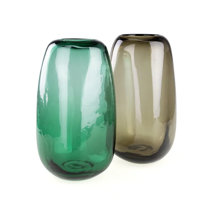 Studio Zondag - Glass vase Ø 13 x H 22 cm, green and brown
