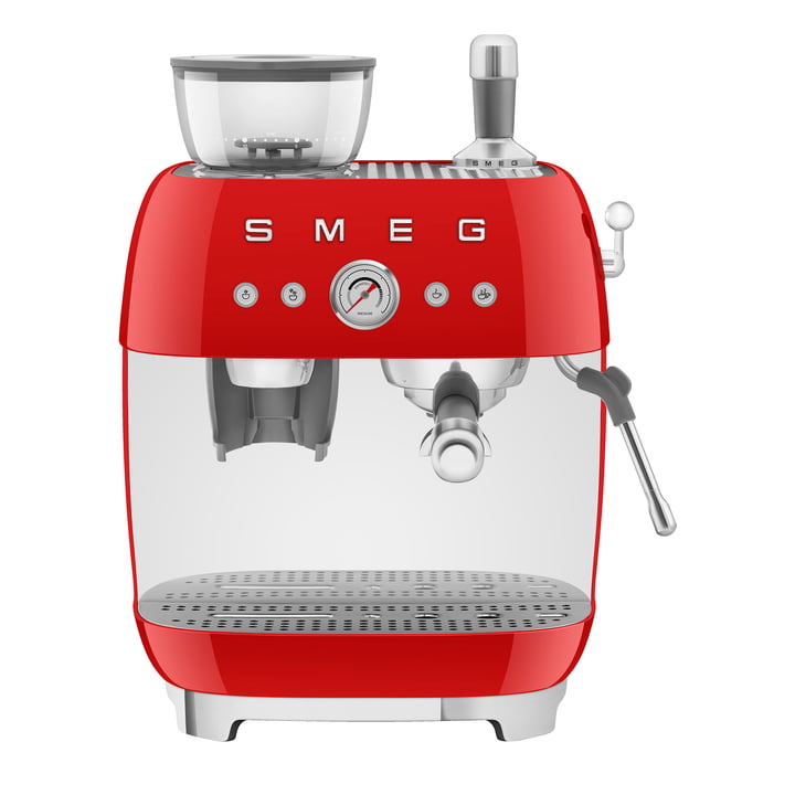 Espresso machine with portafilter EGF03, red from Smeg
