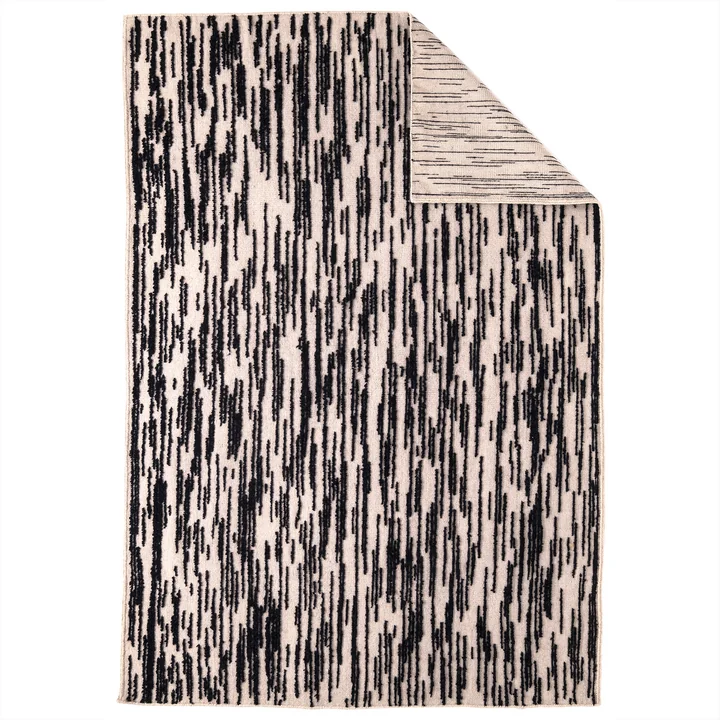 Doblecara 1 wool rug, reversible, 200 x 300 cm, black / white from nanimarquina
