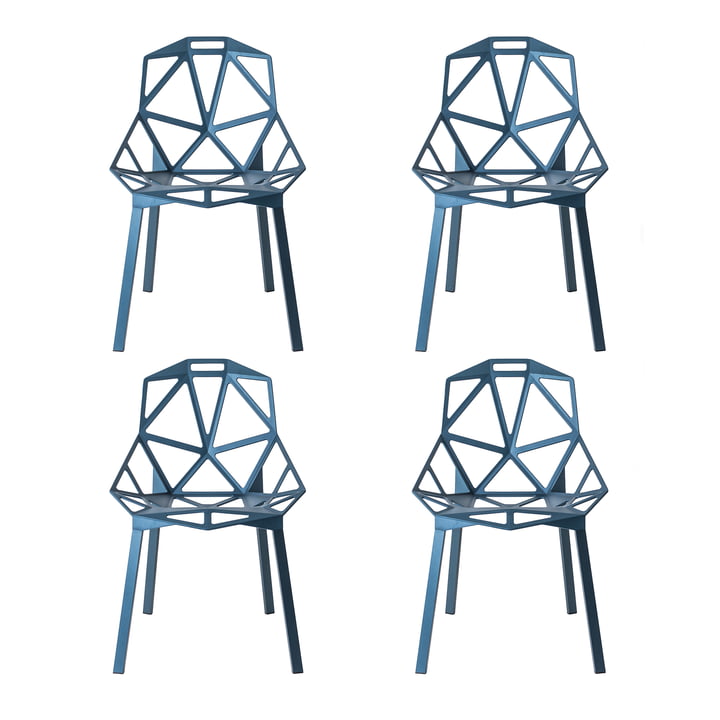 Magis - Chair One Outdoor chair, stackable, blue (set of 4)