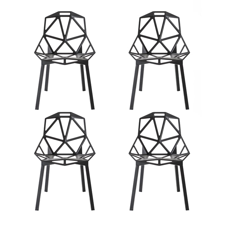 Magis - Chair One Outdoor chair, stackable, black (set of 4)