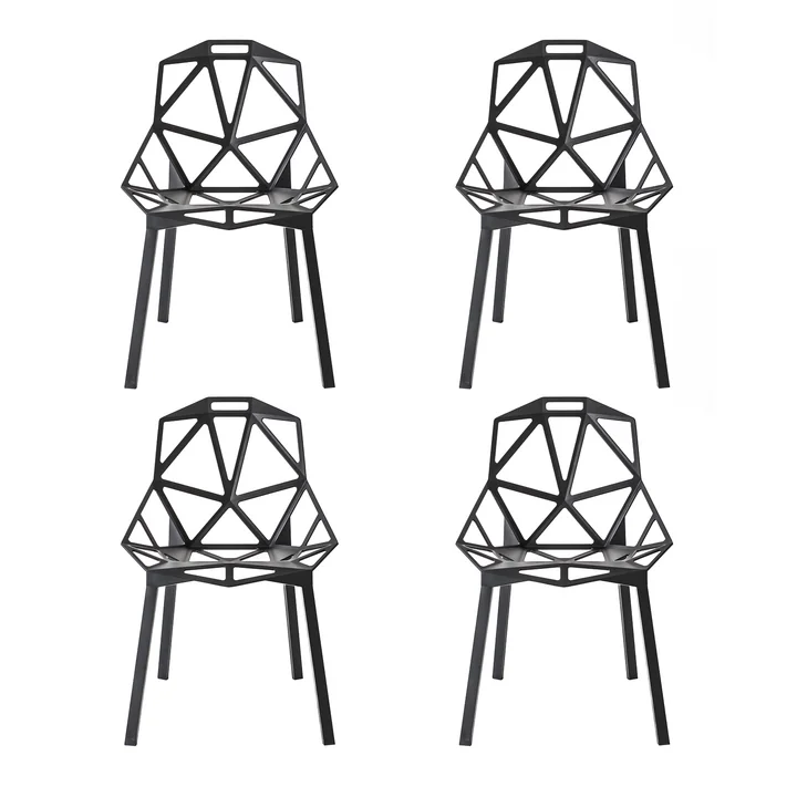 Magis - Chair One Outdoor chair, stackable, black (set of 4)