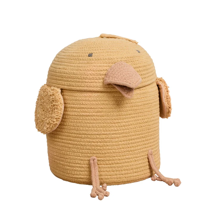 Play and storage basket from Lorena Canals in the Charlie the Chicken design, yellow
