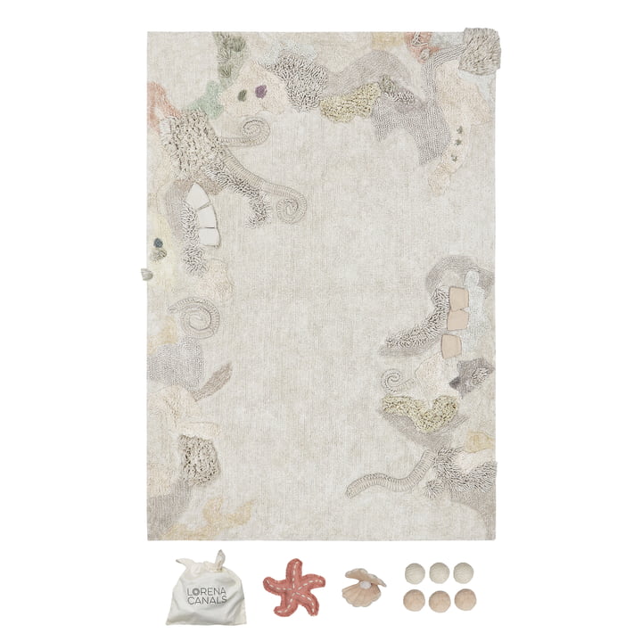 Seabed Play carpet with play accessories from Lorena Canals in the version natural