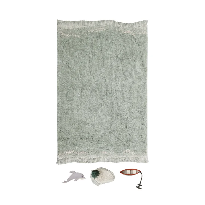 Waves Play carpet with play accessories from Lorena Canals in color light blue