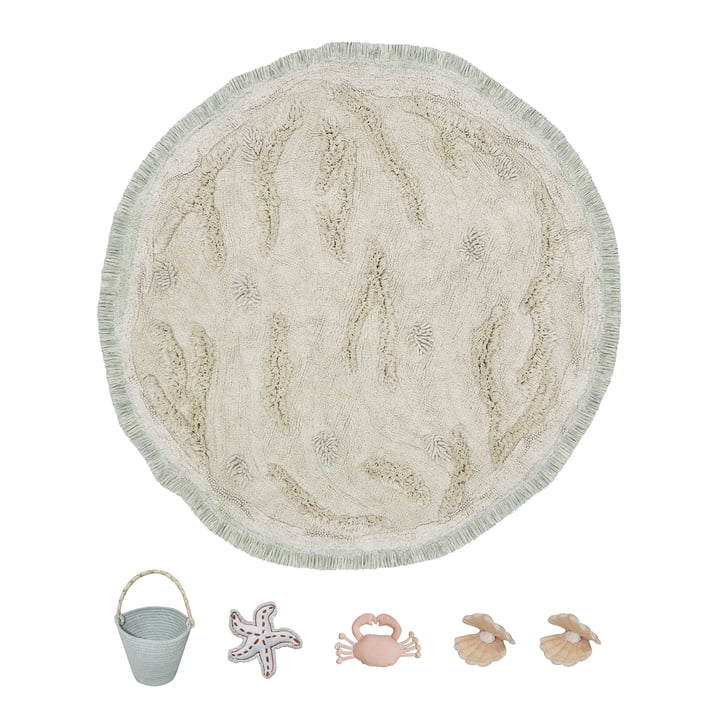 Island Play carpet with play accessories from Lorena Canals in the version natural / light blue