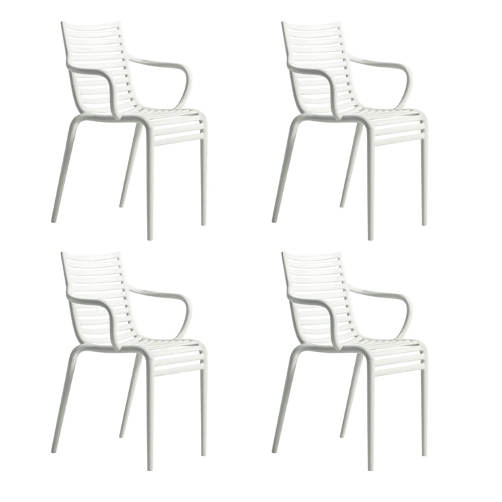 Driade - PIP-e Garden armchair, matt white (set of 4)