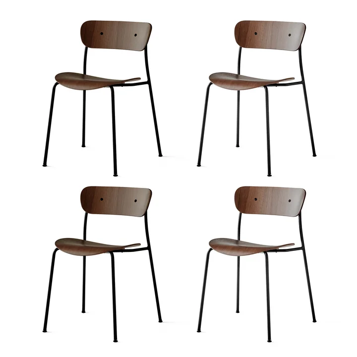 & Tradition - Pavilion Chair, frame black / walnut lacquered (set of 4)