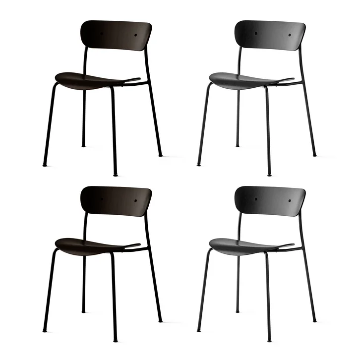 & Tradition - Pavilion Chair, frame black / oak black lacquered (set of 4)