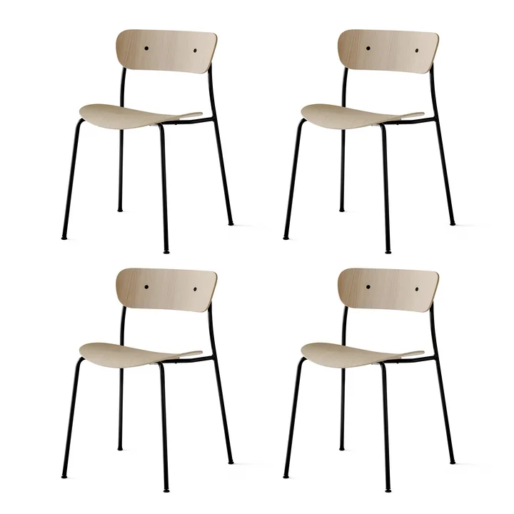 & Tradition - Pavilion Chair, frame black / oak lacquered (set of 4)