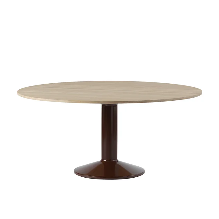 Muuto - Midst Dining table, Ø 160 cm, oiled oak / dark red
