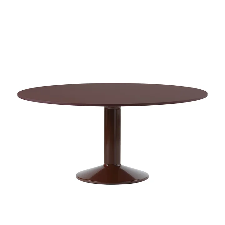 Muuto - Midst Dining table, Ø 160 cm, linoleum dark red / red