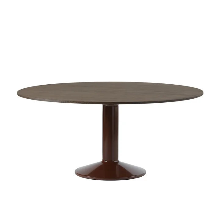 Muuto - Midst Dining table, Ø 160 cm, dark oiled oak / dark red